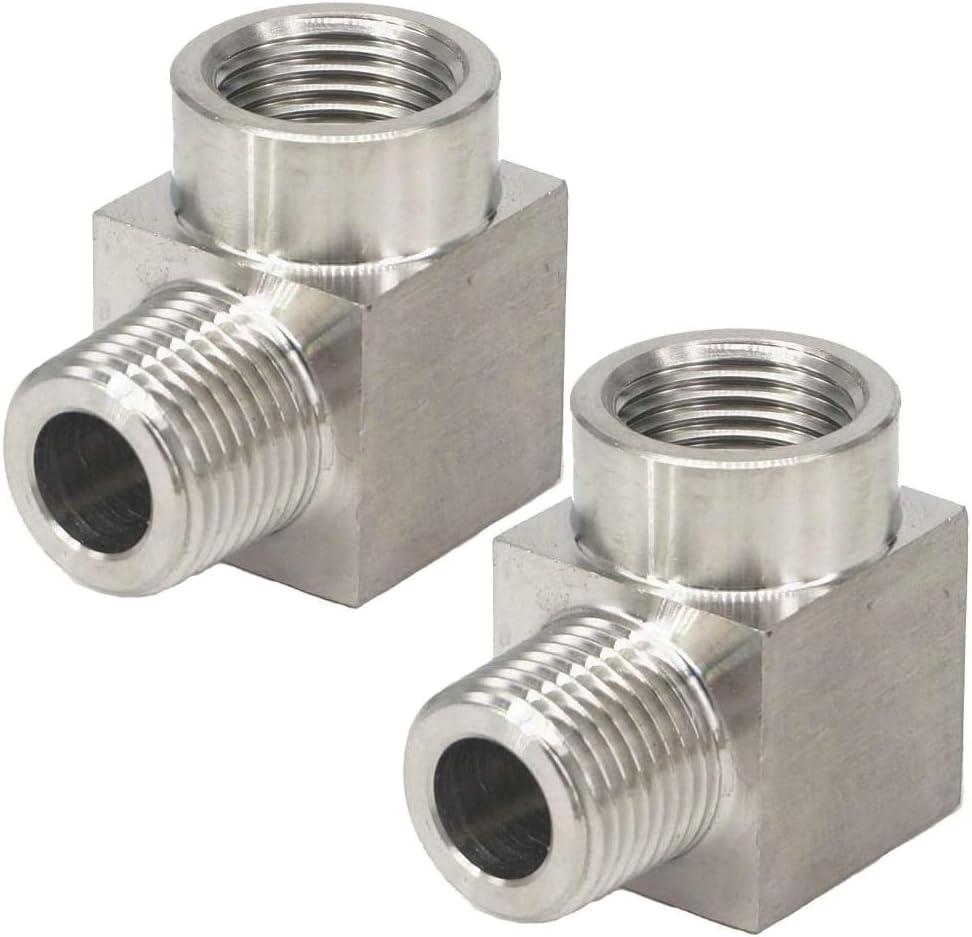 Beduan Stainless Steel Cast Pipe Fittings, 90 Degree Street Elbow 1/2" NPT Male x 1/2" NPT Female Water Fuel Air (Pack of 2) (1/2 NPT Male to Female)