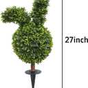 Damomo 27'' Artificial Bunny Shaped Topiary Trees with Ground Spike Set of 2, Outdoor Indoor Faux Boxwood Topiary Ball Bushes Potted Fake Shrubs Front Porch Decor Outside Garden