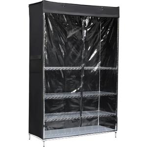 Macoda Storage Shelf Cover, 5 Shelves, Polyvinyl Chloride, Minimalist, Fits Racks 19''D x 48''W x 72''H, Water Resistant, Wind Straps, See Through