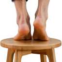 GOBAM Bamboo Step Stool, 11.8 inches - Portable Wooden Stool for Adults, Kids, Kitchen, Bathroom, Bedroom, Toy Room - 300 lbs Capacity