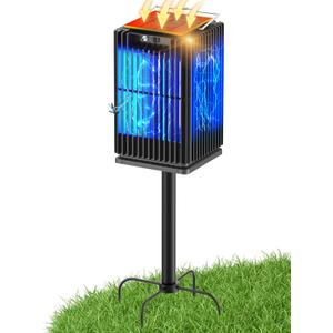 Solar Bug Zapper Outdoor, Waterproof Mosquito Zapper with Ground Stake, Cordless 4200V Electric Fly Zapper w/Smart Light Sensor, 5000mAh Rechargeable Mosquito Killer Trap for Patio Backyard Camping, Black