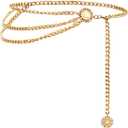 Glamorstar Multilayer Metal Waist Chain Dress Belts Metal Belt for Women (Medium (43.3 in), Gold)
