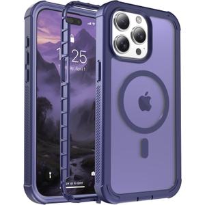 Magnetic for iPhone 15 Pro Max Case, [Compatible with MagSafe][Military Grade Drop Protection][Heavy Duty Protection][Non-Slip][Shockproof] 2-Layer Durable Bumper Phone Case 6.7''-Dark Purple