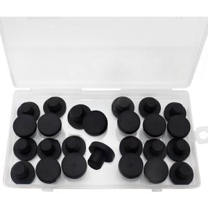 25 Pcs 3/8 In/10 mm Silicone Rubber Plug for Round Holes, Waterproof T Type Rubber Stoppers, Soft Flexible Bottle Seal Button Plugs Tube Pipe End Caps Inserts Bathtub Jet Covers, Black