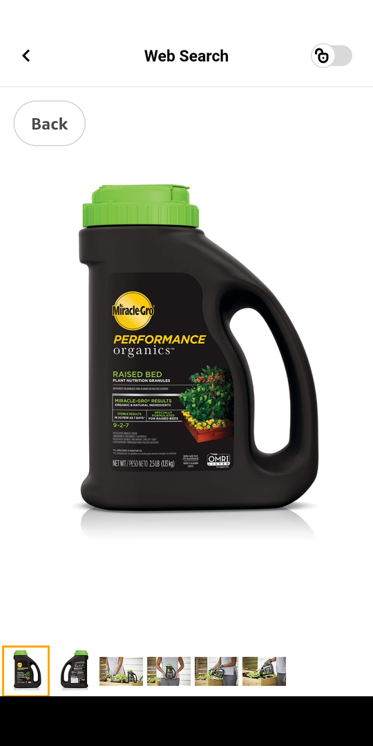 Miracle-Gro Performance Organics Raised Bed Plant Nutrition Granules - Plant Food with Natural & Organic Ingredients, for Vegetables, Fruits, Herbs and Flowers in Raised Beds, 2.5 lbs.