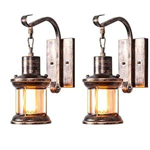 jengush Industrial Style Battery Operated Wall sconces Set of 2,Rustic Wall Light fixtures with Remote Control,Bronze Metal Wall lamp for Bedroom,Living Room,Hallway (Bronze)