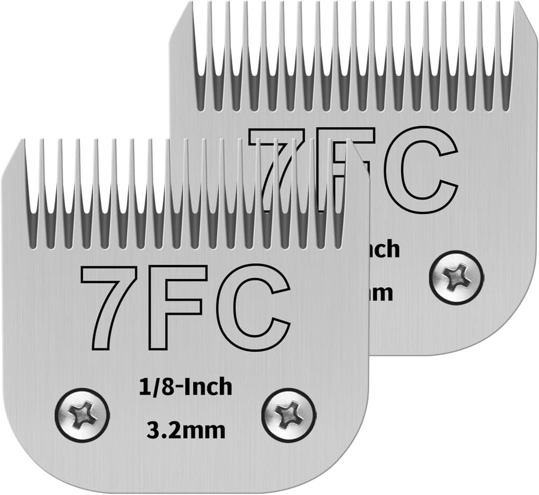 zzysfus Size 7FC/4FC Detachable Pet Dog Clipper Blades, Compatible with Most Oster A5, KM Series Clippers,Made of Ceramic Blade & Stainless Steel Blade, 2 Pack
