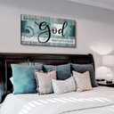 Give It to God and Go to Sleep Sign Bedroom Wall Decor 20x40" Christian Bible Verse Wall Art Above Bed Wall Decor Teal Farmhouse Faith Quote Canvas Painting for Living Room Master Bedroom Decoration