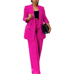 Tcremisa Women's Fashion Pants Suit 2 Piece Business Outfits Casual Double Breasted Blazer and Pant Sets (XX-Large)