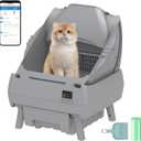 Automatic Cat Litter Box Self Cleaning - APP Control, Open-Style Design, Smart Health Monitor, Suitable for Medium Cats and Kittens, Safe Anti-Pinch, Quiet, A Lifelong Companion - Grey