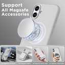 Magnetic for iPhone 16 Plus Case, Compatible with Magsafe, Suction Cup Phone Mount - 2 Screen Protectors - Camera Lens Protector, Silicone Shockproof Protective Phone Cover 6.7", Light Gray