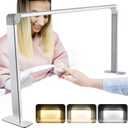 Nail Table Light Foldable - Nail Light for Desk, Square Led Frame Manicure Nail Desk Lamp for Tattoo Lash Tech, 3 Color Temperature 4000k-6500k