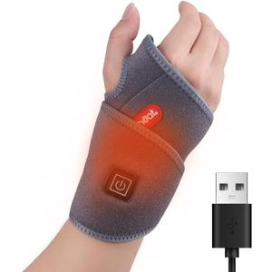 Wrist Heating Pad Wrap, Heated Wrist Brace Heat Therapy for Carpal Tunnel Pain, Sprains, Swelling, Tendonitis Hand Pain - Left Right Hand Grey (Non-Rechargeable)