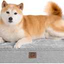 EHEYCIGA Memory Foam Dog Bed Large Sized Dogs, Pet Bed for Large Dog for Crate with Waterproof Liner, Pet Couch Bed Orthopedic with Washable Removable Cover, 35x23x6 Inches, Grey