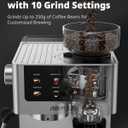 AIRMSEN Espresso Machines with Burr Grinder, 20 Bar, Milk Frother Steam Wand, Stainless Steel Coffee Maker for Home - Cappuccino Latte & Cold Brew Iced Coffee Maker & Americano