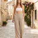 Zylioo Tall Pants for Women Long Inseam Wide Leg Palazzo Pants High Waisted Flowy Summer Travel Pants with Pockets Khaki, X-Tall/Medium
