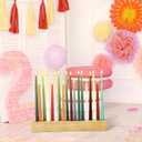 Mumufy 18in Long Wooden Taper Candle Holders for Birthday Party Candlestick Table Centerpiece Giant Wooden Farmhouse Candle Holders Decorations for Birthday Wedding Anniversary Desktop(Natural Wood)