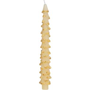 Creative Co-Op Golden-Tipped Elegance Tree Shaped Taper Candles, Eggnog Color, Set of 2 (10")