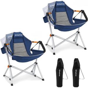 KingCamp Hammock Camping Chair, Swinging Portable Camp Chairs for Adults, 400lbs Heavy Duty Oversized Folding Rocking Chair with Adjustable Recline, Aluminum Alloy Frame for Outdoor Patio Beach Sport, 37.8 inches x 29.5 inches x 49.2 inches