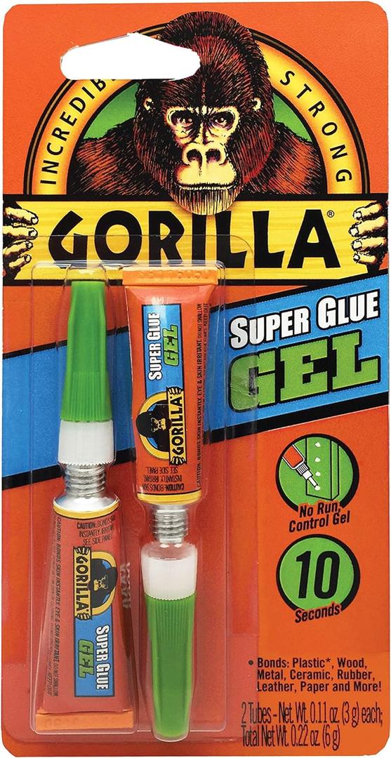 Gorilla Super Glue Gel, Two 3 Gram Tubes, Clear, (Pack of 1)