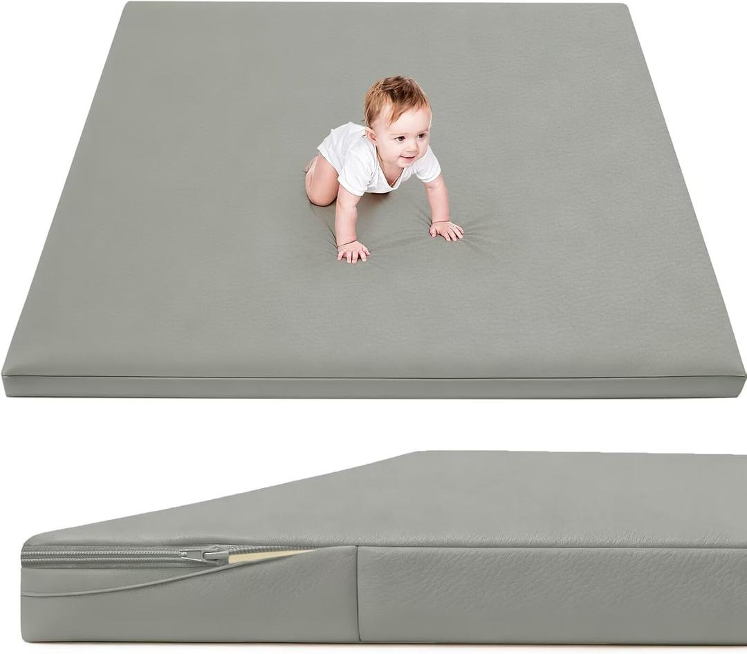 Waterproof Baby Play Mat for Floor 1.3" Thick Memory Foam 50 * 50 Cushion Playpen Playmat Tummy Time Crawling Mat Nursery Rug Pad Mattress Create Soft & Safe Area for Infants,Toddler,Kids,Grey