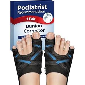 Bunion Corrector for Women & Men, Adjustable Toe Straightener, Soft & Comfortable for Sleeping and Daily Wear, Corrective Brace for Big Toe and Little Toe (1 Pair), Black