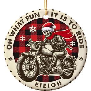 Motorcycle Ornament - Motorcycle Ceramic Ornaments for Christmas Tree - Double-Sided Printed Christmas Ornament