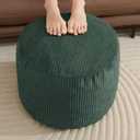 WSOFRLAC Pouf Ottoman Foot Stools Ottoman with Foam Small Corduroy Ottomans for Living Room Ottomans Pouf 20x15 Floor Poufs Foot Rest for Office Chair Dark Green Foot Stool Small