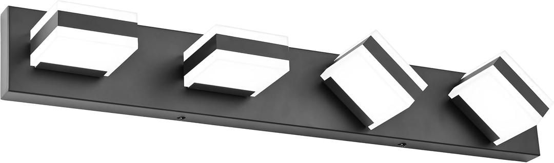 PRESDE 4-Light Bathroom Light Fixtures Over Mirror Matte Black LED Vanity Light for Bathroom Modern Bath Wall Lighting