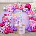 JOGAMS 172Pcs K-Pop Music Balloon Arch Kit, Metallic Silver Purple Pink Balloons Garland with Iridescent Star Disco Foils Balloons for Concert-Style Birthday Idol Showcase Fan Support Party Decor