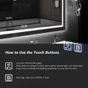 ROOMTEC 48 x 30 Inches LED Bathroom Mirror with Lights, Vanity Mirror with Front and Backlight, Smart Dimmable Anti-Fog LED Mirror for Bathroom, Memory Function, Tempered Glass (Horizontal/Vertical)