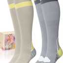 CTHH Cotton Compression Socks for Women 15-20mmHg Cute Knee High Socks Support for Running, Travel, Nurse, Pregnancy, Size: Small-Medium