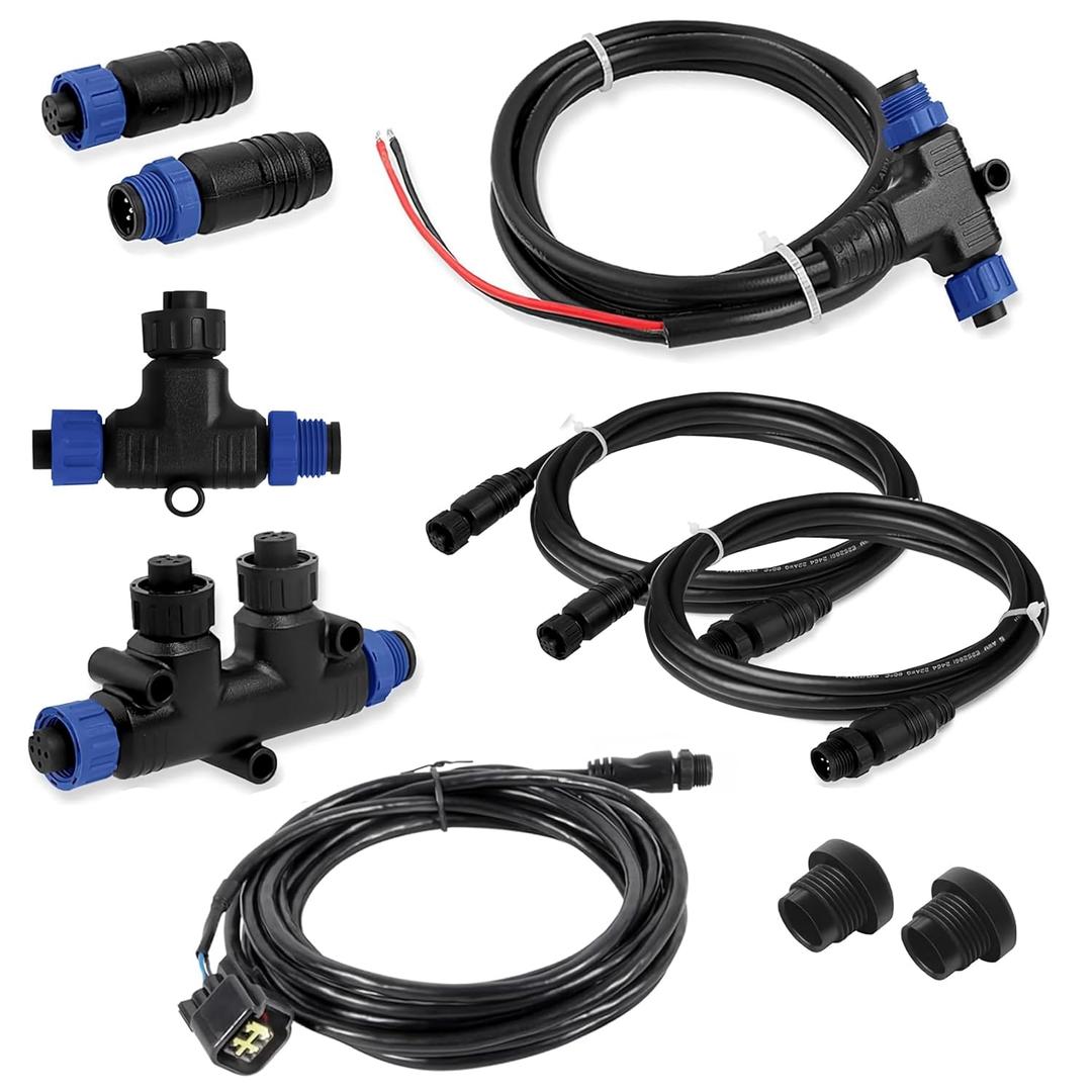 NMEA 2000 Starter Kit for Yamaha Outboard Engine Interface 2006-2023 Bundle, Marine Grade NMEA 2000 Backbone Cables Drop Cables Tees Terminators for Lowrance Garmin Replace# 000-0120-37 3004.6865