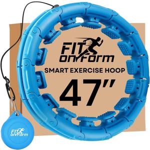 Infinity Weighted Hula Fit Hoop for Adult Weight Loss, 2 in 1 Smart Fitness Exercise Hoop for Women Abs Workout, Fit on Form 24/28/32 Detachable Knots (Blue - 47 Inch)