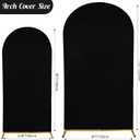 Set of 2 Wedding Arch Cover 2-Sided Round Top Spandex Fitted Arch Backdrop Cover for Birthday Party Baby Shower Wedding Arch Stand Decor（7.2FT, 6FT, Black）