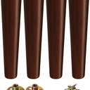 12 Inch Furniture Legs, Round Solid Wood Chair Legs Bench Leg, Mid Century Modern Replacement Table Legs for Home DIY Projects TV Cabinet, Ottoman, Dresser, Armchair, CabinetSet of 4 Walnut Color (Brown)