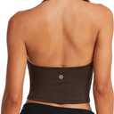 SUUKSESS Women Padded Halter Sports Bra Backless Longline Workout Crop Tank Tops (Brown, L)
