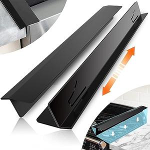 2PCS Kitchen Stove Counter Gap Covers, Stainless Steel Stove Gap Guard, Cooktop Trim Kit, Stove Gap Guards, Oven Gap Filler, Heat Resistant & Effectively Protect Stove Gap Filler(13.8"-27.5" Black)