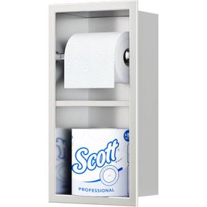 Neodrain Brushed Toilet Paper Holder, Contemporary Hotel Style Pivoting in Wall Toilet Paper Holder, Stainless Steel Recessed Tissue Paper Roll Holder, Double roll (6X12In)