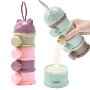 2 PCS 4-Layer Baby Milk Powder Dispenser, Stackable Formula Container for Travel, Portable Snack Storage Box