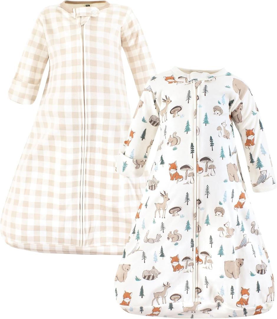 Hudson Baby Unisex Baby Cotton Long-Sleeve Wearable Sleeping Bag, Sack, Blanket (0-3 Months, Boy Woodland Pals Long Sleeve)