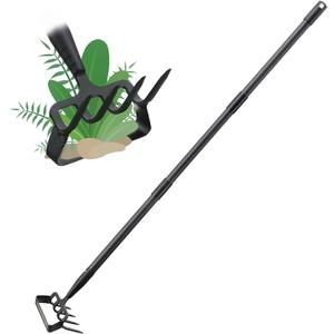 Stirrup Hoe and Cultivator Garden Tool Heavy Duty, Scuffle Loop Hula Action Hoe Weeding Gardening Hand Tools for Women Kids Men, Metal Weeder Scraper Garden Hoe Rake Weed Puller Long Handle 32-62 inch