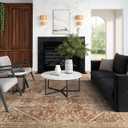 vivorug 9x12 Area Rugs for Living Room, Non Slip Machine Washable Vintage Rug, Ultra-Thin Lightweight Large Area Rug for Bedroom, Dining Room, Low Pile Rug Earth Tone