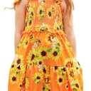 Kids4ever Kids Sunflower Tie Strap Dress Summer Beach Vacation Girls' Casual Dresses Sleeveless Flowy Ruffle Sundress for Girls 7-8 A-line Skirt with Pockets