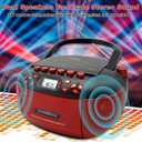 Portable CD Player and Cassette Player with Remote Control, FM Radio, USB Playback, Bluetooth Speaker, Recording Function, Battery/AC Powered for Elderly