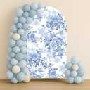 Arch Backdrop Cover Baby in Bloom Baby Shower Arch Stand Spandex Fabric Cover Blue Flowers Floral Pink Bows Girls Birthday Party Baptism Decorations (2.6X6ft,G-3854)