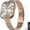 MioHHR Slim Metal Bands Compatible with Apple Watch 49mm 46mm 45mm 44mm 42mm (Series 3/2/1), Stainless Steel Strap Bands for Women iWatch Series 11 10 9 8 7 6 5 4 3 2 1 SE3/2/1 Ultra 3/2/1, Rose Gold