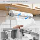 Paper Towel Holder Under Cabinet, One-Handed Tear, Wall Mount, Adhesive, Silver, Paper Roll Holder with Ratchet Mechanism for Kitchen Bathroom Farmhouse Essentials Decor Accessories