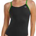 TYR Womens Hexa Cutoutfit Swimsuit (28, Black/Green)