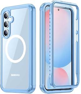 Temdan for Samsung Galaxy S24 FE Case, [Built-in Glass Screen Protector][Compatible with Magsafe][Full Body Shockproof][Work with Fingerprint ID] Heavy Duty Protection Phone Case for S24 FE 6.7"